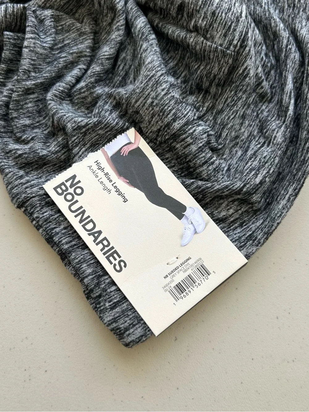 NWT No Boundaries Hi-rise Ankle Leggings S/M Gray Texture Soft Polyester Stretch
